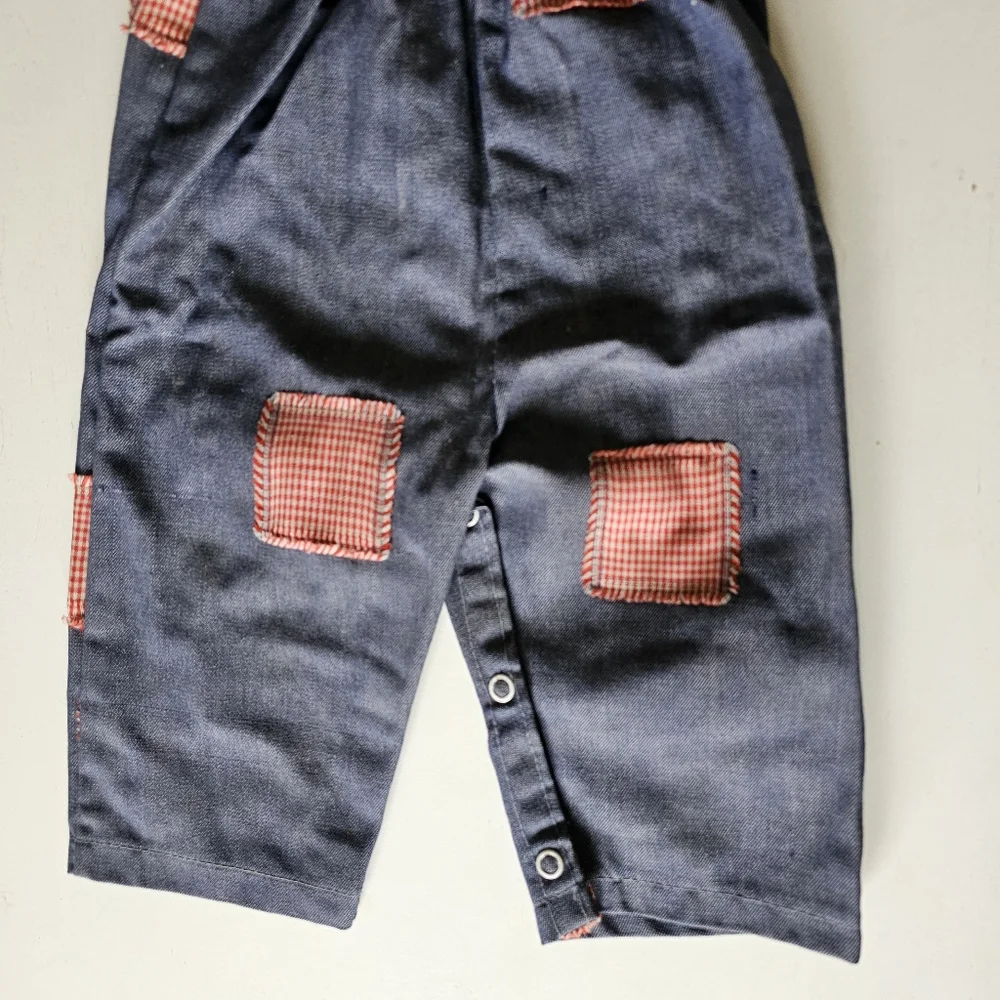 Vintage 1970s Baby Overalls with Patches - Picture 5 of 10